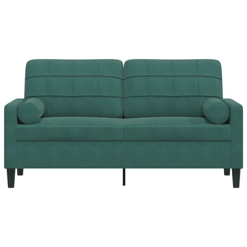 Casa si Gradina - Mobilier - Canapele si coltare - Canapele - Canapea cu 2 locuri cu pernute, verde inchis, 140 cm, catifea - Infinity.ro