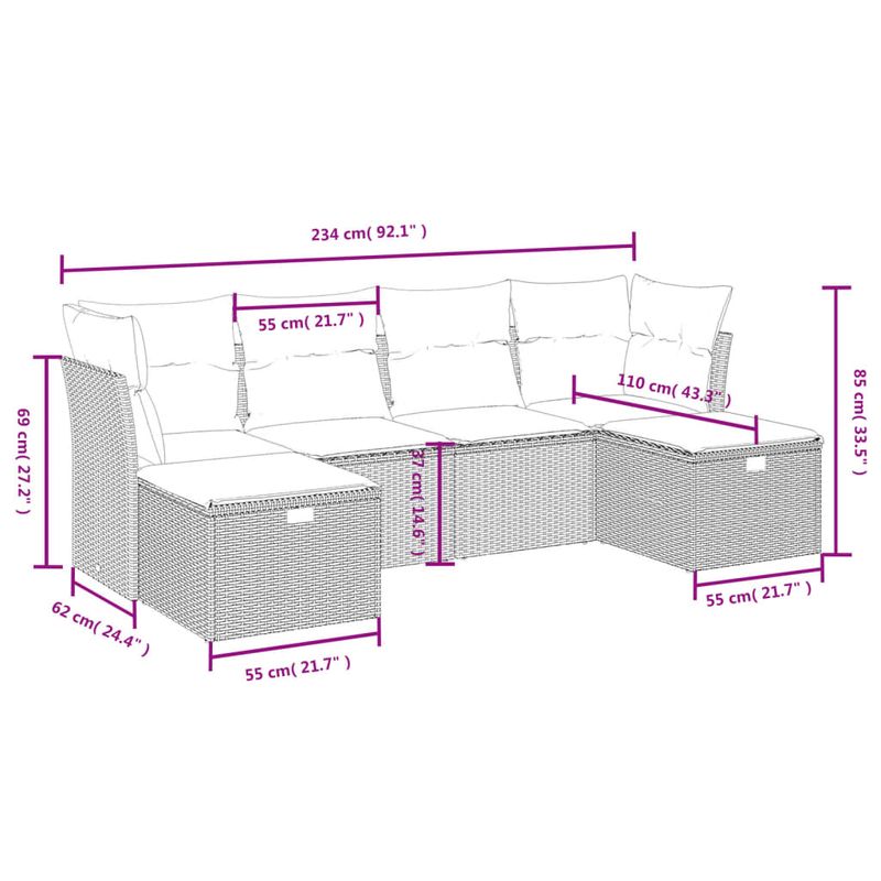 Casa si Gradina - Gradina si terasa - Mobilier exterior - Seturi mobila gradina - Set canapele de gradina cu perne, 6 piese gri deschis poliratan - Infinity.ro
