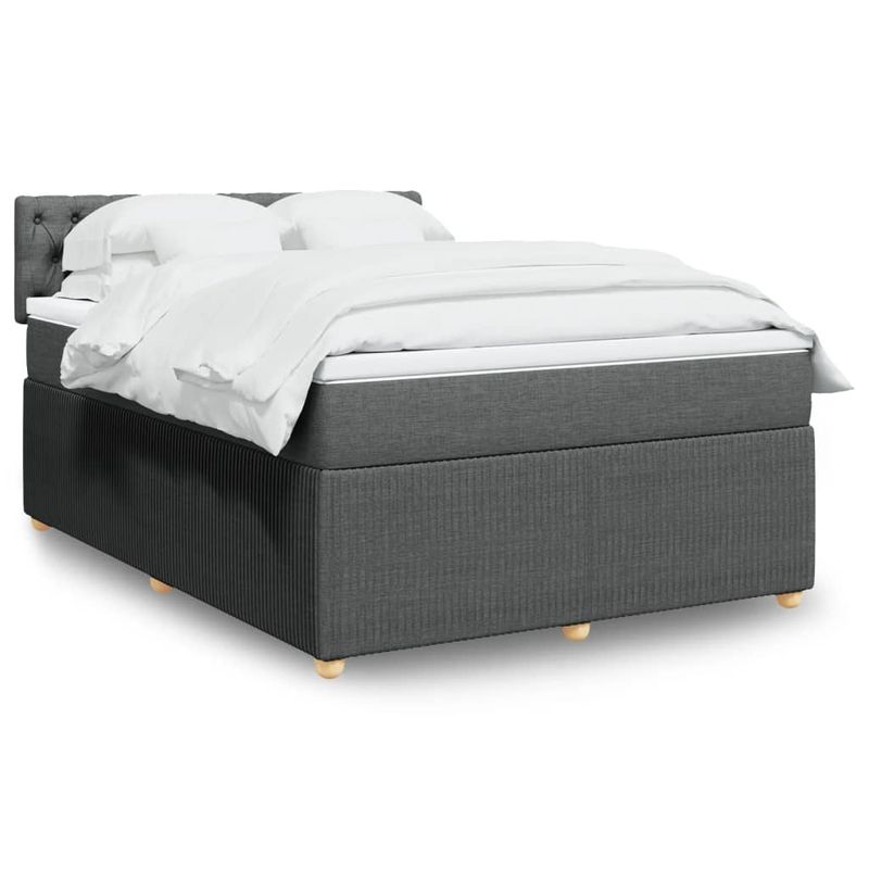 Casa si Gradina - Mobilier - Paturi si accesorii - Paturi - Pat box spring cu saltea, gri inchis, 140x200 cm, textil - Infinity.ro