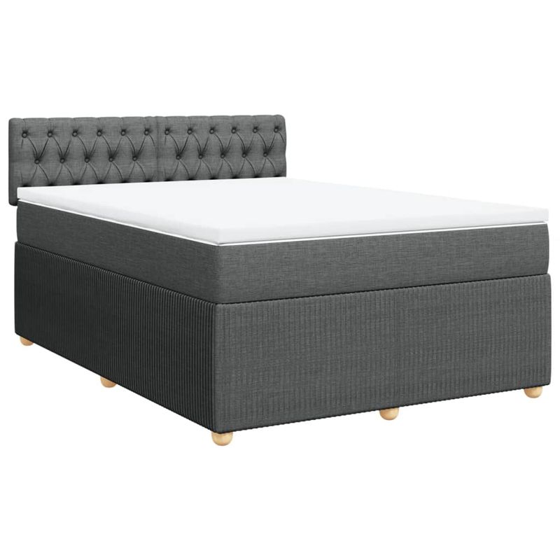Casa si Gradina - Mobilier - Paturi si accesorii - Paturi - Pat box spring cu saltea, gri inchis, 140x200 cm, textil - Infinity.ro