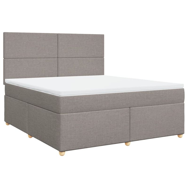Casa si Gradina - Mobilier - Paturi si accesorii - Paturi - Pat continental cu saltea, gri taupe, 180x200 cm, textil - Infinity.ro