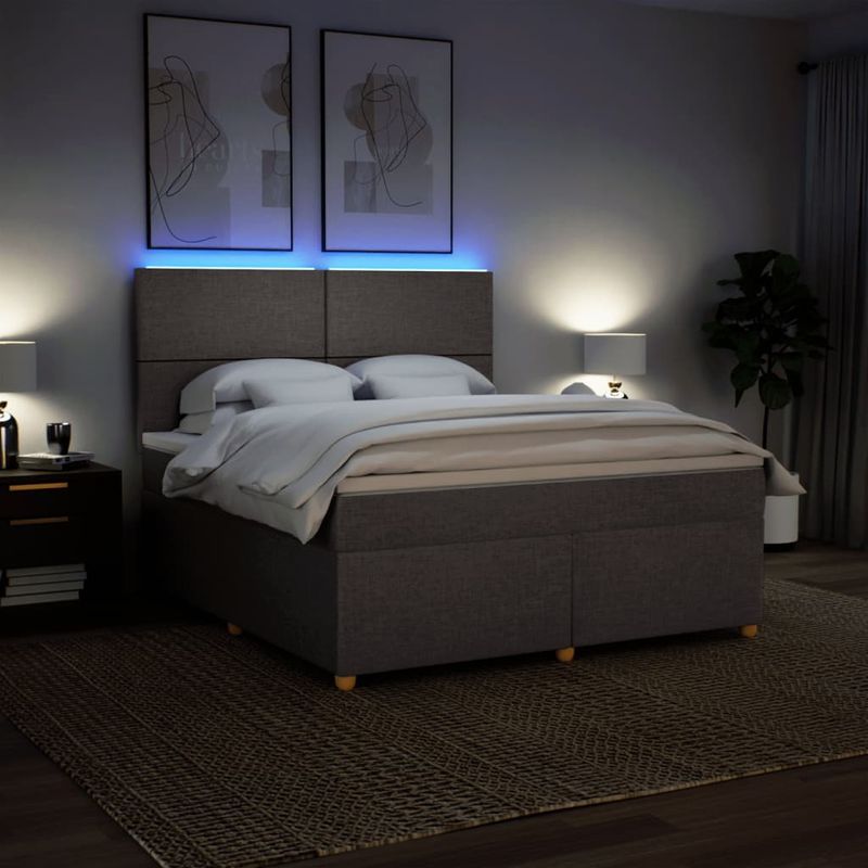 Casa si Gradina - Mobilier - Paturi si accesorii - Paturi - Pat continental cu saltea, gri taupe, 180x200 cm, textil - Infinity.ro