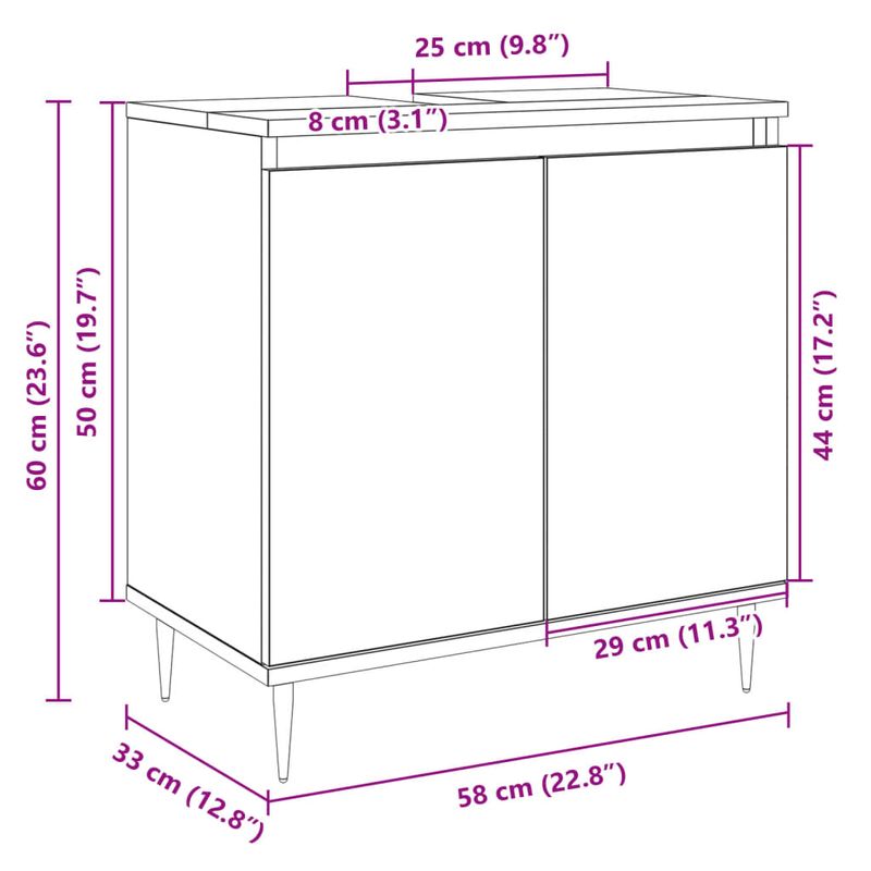 Casa si Gradina - Mobilier - Mobilier baie - Comode baie - Dulap de baie, stejar sonoma, 58x33x60 cm, lemn prelucrat - Infinity.ro