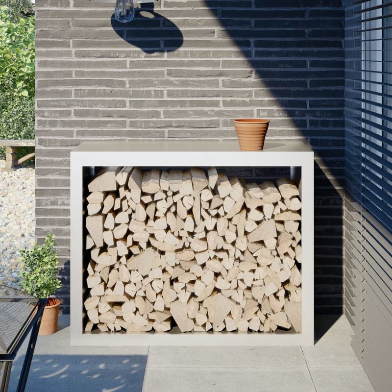 Casa si Gradina - Termice - Sobe, Seminee si accesorii - Accesorii seminee si sobe - Rastel pentru lemne de foc, alb, 100x40x80 cm, otel - Infinity.ro