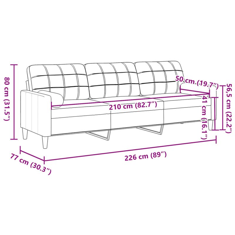 Casa si Gradina - Mobilier - Canapele si coltare - Canapele - Canapea cu 3 locuri cu pernute, roz, 210 cm, catifea - Infinity.ro