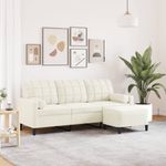 Casa si Gradina - Mobilier - Canapele si coltare - Canapele - Canapea cu 3 locuri si taburet, crem, 180 cm, catifea - Infinity.ro