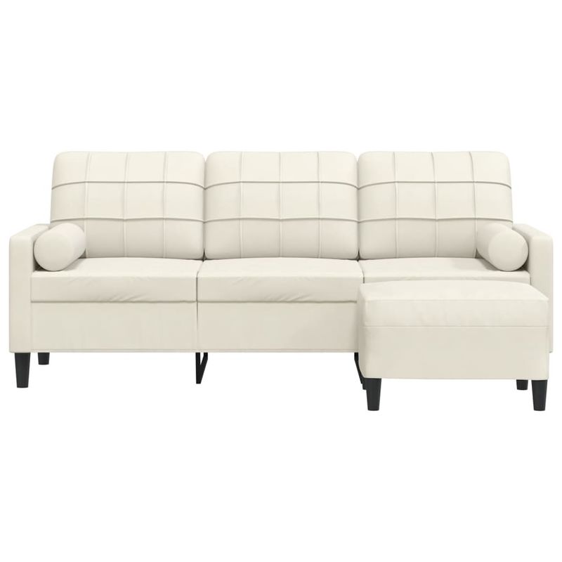 Casa si Gradina - Mobilier - Canapele si coltare - Canapele - Canapea cu 3 locuri si taburet, crem, 180 cm, catifea - Infinity.ro
