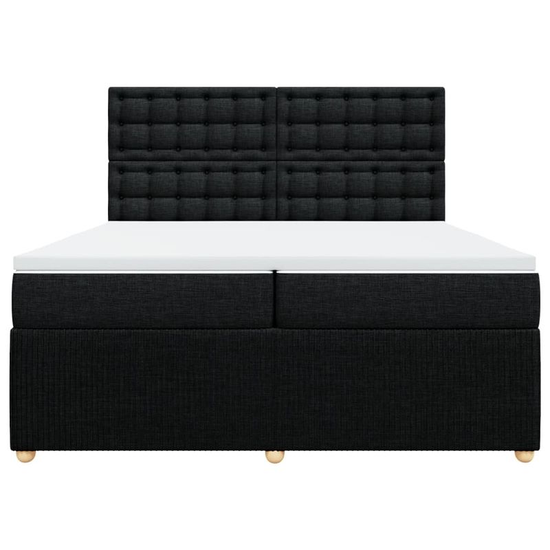 Casa si Gradina - Mobilier - Paturi si accesorii - Paturi - Pat box spring cu saltea, negru, 200x200 cm, textil - Infinity.ro