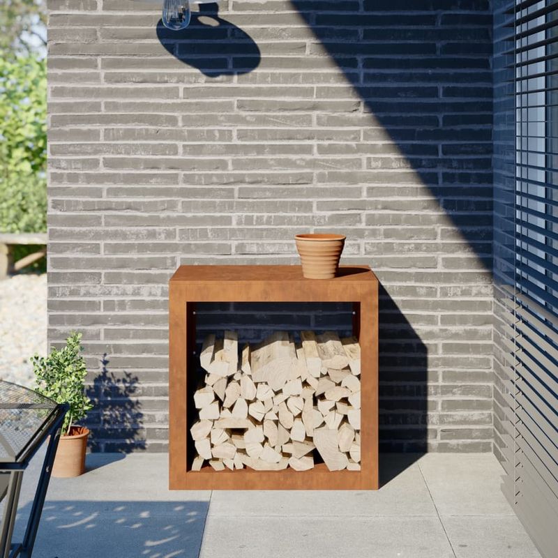 Casa si Gradina - Termice - Sobe, Seminee si accesorii - Accesorii seminee si sobe - Suport pentru lemne de foc, 60x40x60 cm, otel corten - Infinity.ro