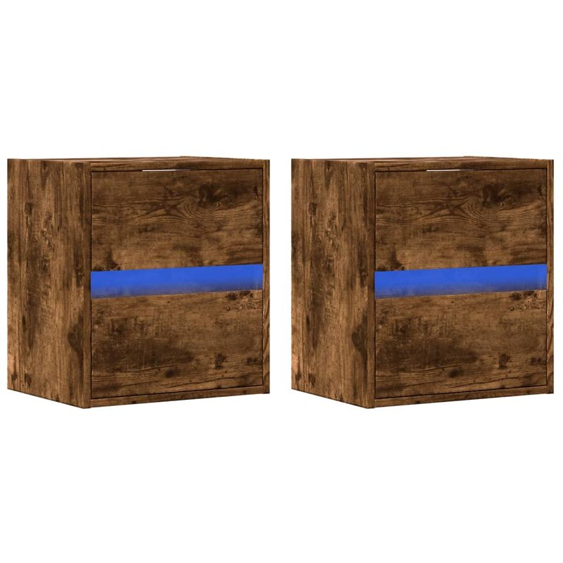 Casa si Gradina - Mobilier - Comode si corpuri - Comode - Comoda TV de perete cu LED, 2 buc. stejar fumuriu, 41x31x45 cm - Infinity.ro