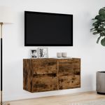 Casa si Gradina - Mobilier - Comode si corpuri - Comode - Comoda TV de perete cu LED, 2 buc. stejar fumuriu, 41x31x45 cm - Infinity.ro