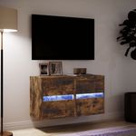 Casa si Gradina - Mobilier - Comode si corpuri - Comode - Comoda TV de perete cu LED, 2 buc. stejar fumuriu, 41x31x45 cm - Infinity.ro