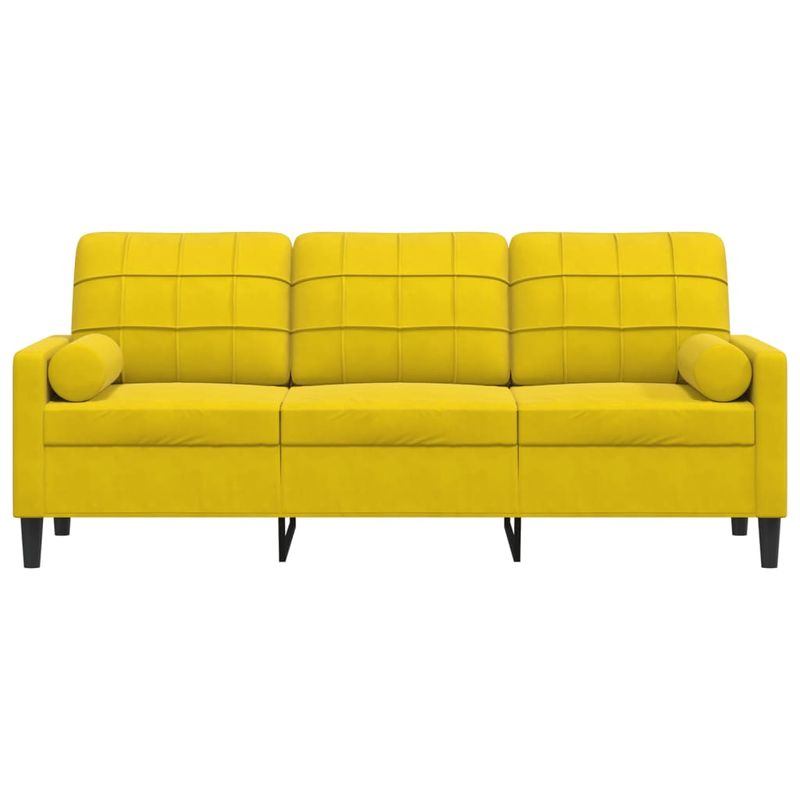 Casa si Gradina - Mobilier - Canapele si coltare - Canapele - Canapea cu 3 locuri cu pernute, galben, 180 cm, catifea - Infinity.ro