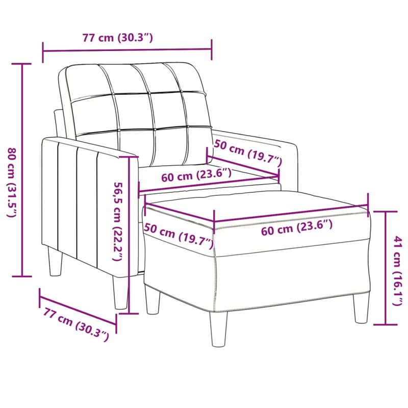 Casa si Gradina - Mobilier - Scaune si fotolii - Fotolii - Fotoliu canapea cu taburet, galben, 60 cm, catifea - Infinity.ro