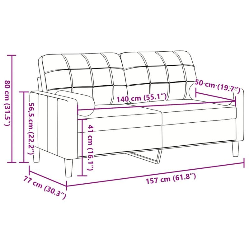 Casa si Gradina - Mobilier - Canapele si coltare - Canapele - Canapea cu 2 locuri cu pernute, rosu vin, 140 cm, catifea - Infinity.ro