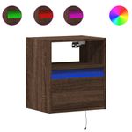 Casa si Gradina - Mobilier - Comode si corpuri - Noptiere - Noptiere montate pe perete cu lumini LED, 2 buc., stejar maro - Infinity.ro