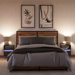 Casa si Gradina - Mobilier - Comode si corpuri - Noptiere - Noptiere montate pe perete cu lumini LED, 2 buc., stejar maro - Infinity.ro
