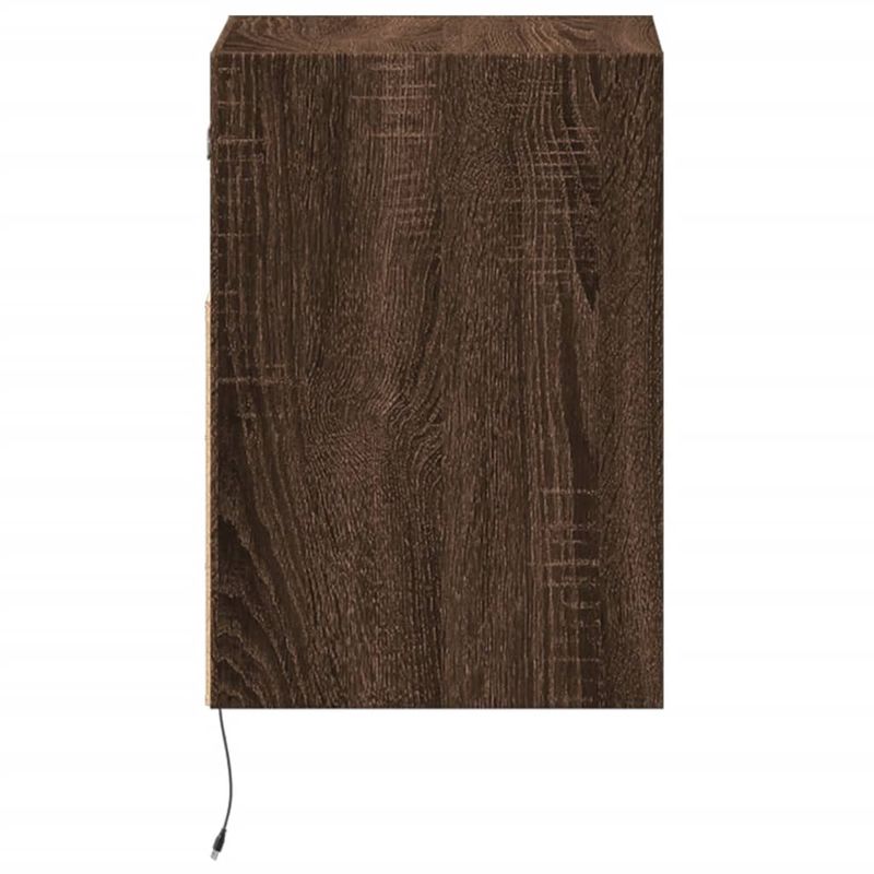 Casa si Gradina - Mobilier - Comode si corpuri - Noptiere - Noptiere montate pe perete cu lumini LED, 2 buc., stejar maro - Infinity.ro