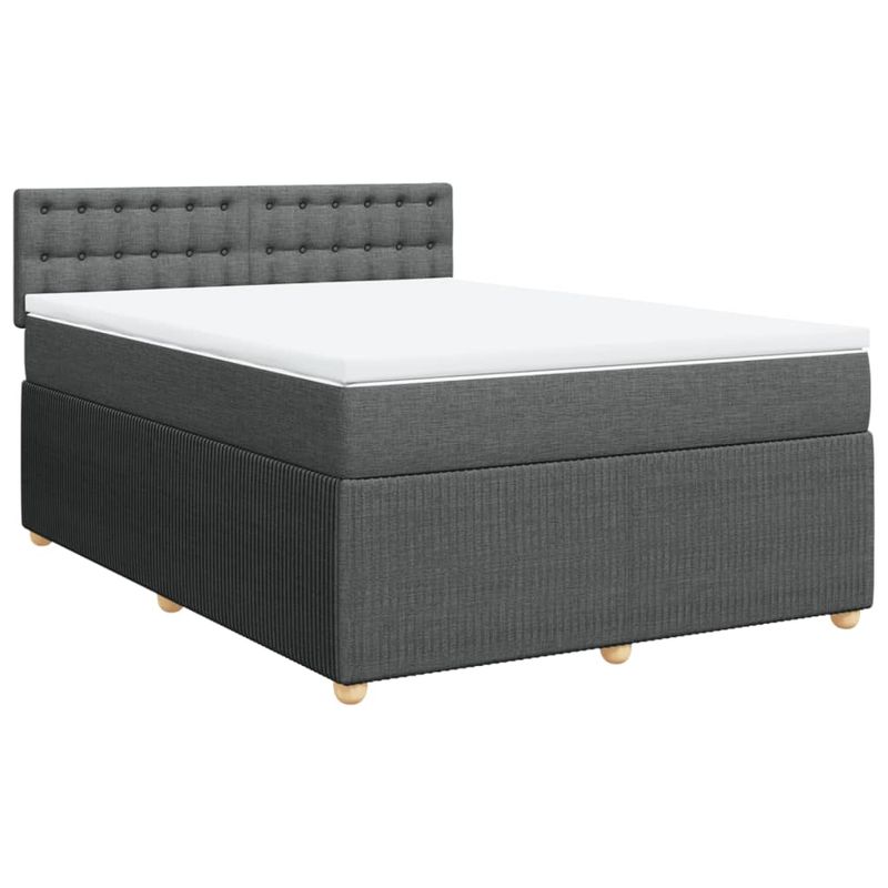 Casa si Gradina - Mobilier - Paturi si accesorii - Paturi - Pat continental cu saltea, gri inchis, 160x200 cm, tesatura - Infinity.ro