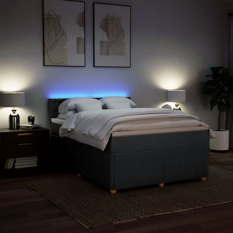 Casa si Gradina - Mobilier - Paturi si accesorii - Paturi - Pat continental cu saltea, gri inchis, 160x200 cm, tesatura - Infinity.ro