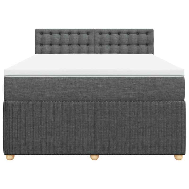 Casa si Gradina - Mobilier - Paturi si accesorii - Paturi - Pat continental cu saltea, gri inchis, 160x200 cm, tesatura - Infinity.ro