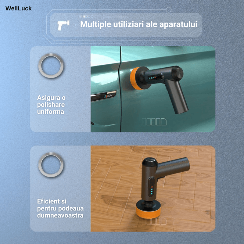 Auto si Moto - Intretinere auto - Masini de polisat si accesorii - Aparat Polish Masini WellLuck, Dubla Actiune, Gri, Sistem De Racire Cu Aer, 1300 Rpm, Port De Incarcare USB - Infinity.ro