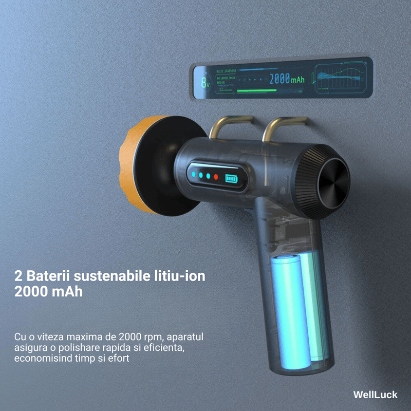 Auto si Moto - Intretinere auto - Masini de polisat si accesorii - Aparat Polish Masini WellLuck, Dubla Actiune, Gri, Sistem De Racire Cu Aer, 1300 Rpm, Port De Incarcare USB - Infinity.ro