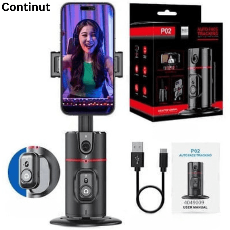 Laptop, Telefoane si Tablete - Telefoane mobile si accesorii - Accesorii Telefoane - Suport si docking telefoane - Suport de Telefon Inteligent, Urmarire Faciala, SELERIS®, Gesturi, 360°, Telecomanda bluetooth, Fara App, USB-C, 1200mAh - Infinity.ro