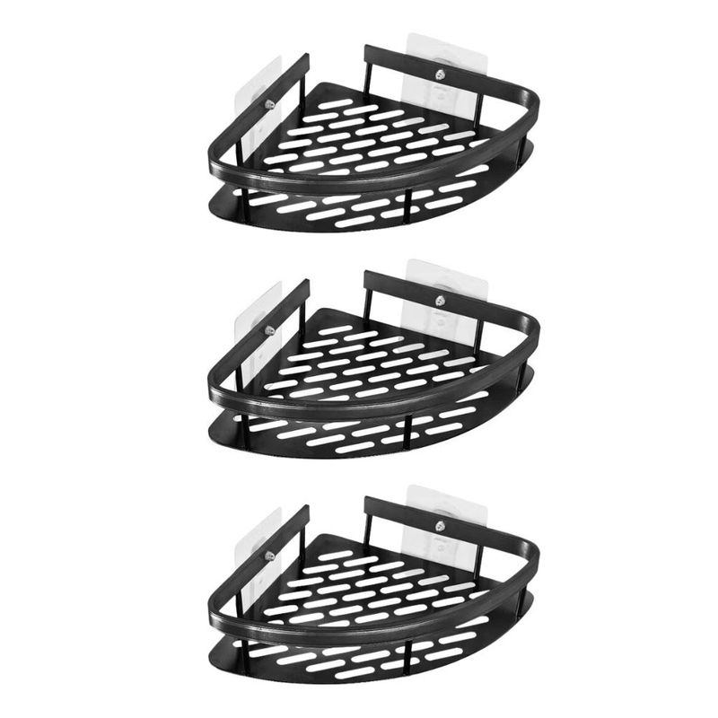 Casa si Gradina - Sanitare - Suporturi si accesorii baie - Suporturi baie - Raft de baie, din aluminiu, set din 3 piese, 21 x 29 x 5 cm, Negru - Infinity.ro