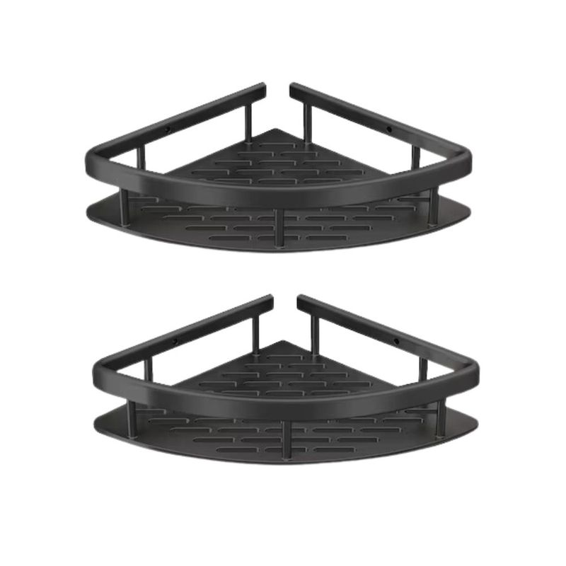 Casa si Gradina - Sanitare - Suporturi si accesorii baie - Suporturi baie - Raft de dus, etajera colt pentru baie, din aluminiu, organizator baie, set 2 rafturi de dus, 21 x 29 x 5 cm, Negru - Infinity.ro