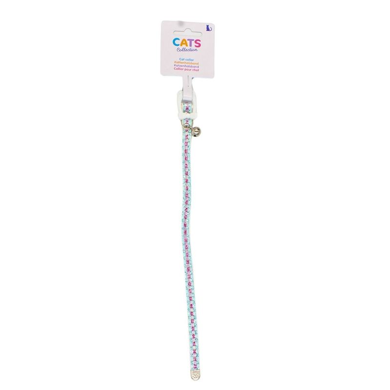 Petshop - Accesorii petshop - Zgarzi, lese si hamuri - Zgarzi - Zgarda cu clopotel, pentru pisici, colectia Cats, 30 cm, culoarea turcoaz - Infinity.ro