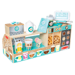 Jucarii, Copii si Bebe - Jucarii si jocuri - Jucarii de rol - Set joaca supermarket - Set de joaca din lemn cu accesorii Ne jucam de-a Cafeneaua - Barista - Infinity.ro