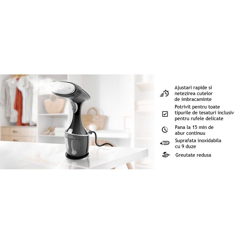 Electronice si Electrocasnice - Ingrijirea tesaturilor - Fiare de calcat - Aparat de calcat vertical cu aburi ETA Naomi 4270 90000, 1500 W, 264 ml, 25 g / min - Infinity.ro