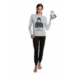 Fashion, accesorii si bijuterii - Femei - Lenjerie si pijamale femei - Pijamale femei - Pijama bumbac dama Wednesdey S INTL Gri/Negru - Infinity.ro