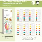 Carti si Birotica - Carti - Carti pentru copii - Carti de colorat - Carte de colorat cu apa,  pensula de pictat si culori incluse, 19 x 8 x 1.3 cm,  Enchanted Garden Mideer MD4195 - Infinity.ro