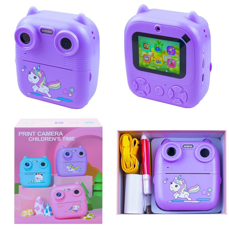 Jucarii, Copii si Bebe - Jucarii si jocuri - Jucarii & jocuri educative - Laptopuri, tablete si gadget-uri copii - Aparat foto, 2 camere, instant, mov, Unicorn, Daemi - Infinity.ro