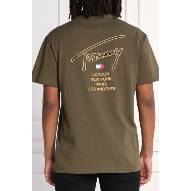Fashion, accesorii si bijuterii - Barbati - Imbracaminte - Tricouri si bluze barbati - Tricou Barbati Tommy Jeans DM0DM17729 XL INTL Verde militar - Infinity.ro