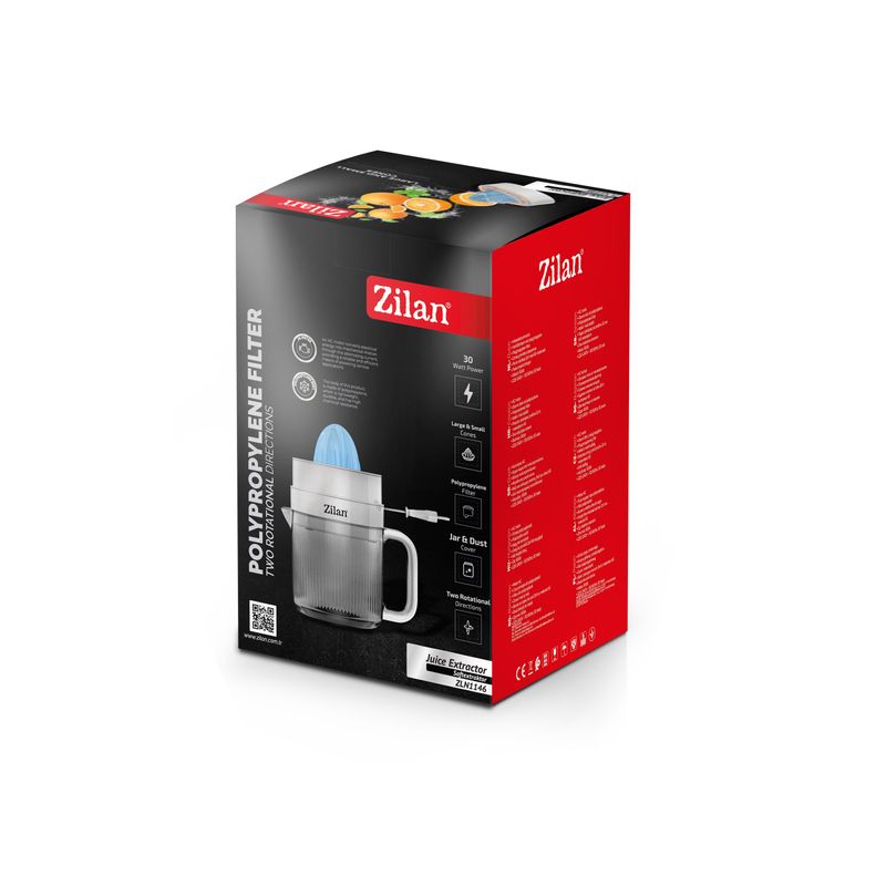 Electronice si Electrocasnice - Electrocasnice bucatarie - Preparare bauturi - Storcatoare de fructe - Storcator de citrice Zilan ZLN1146, motor AC, 30W, rotatie in 2 directii, zgomot 80dB - Infinity.ro