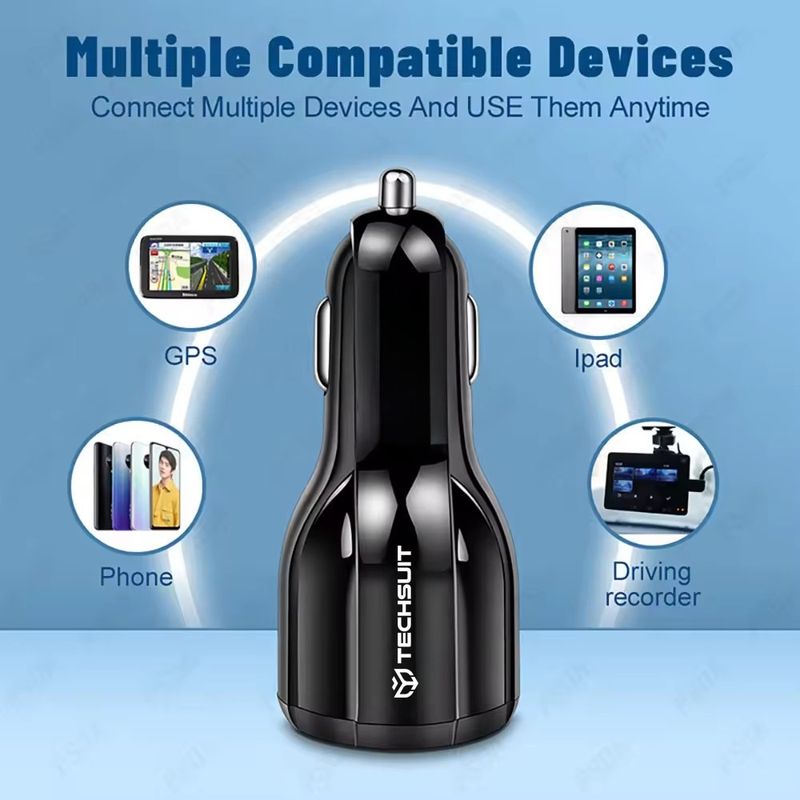 Laptop, Telefoane si Tablete - Telefoane mobile si accesorii - Accesorii Telefoane - Incarcatoare telefoane - Incarcator Auto USB-A QC 5.0 30W, USB-C PD30W - Techsuit Premium (TE-022) - Negru - Infinity.ro
