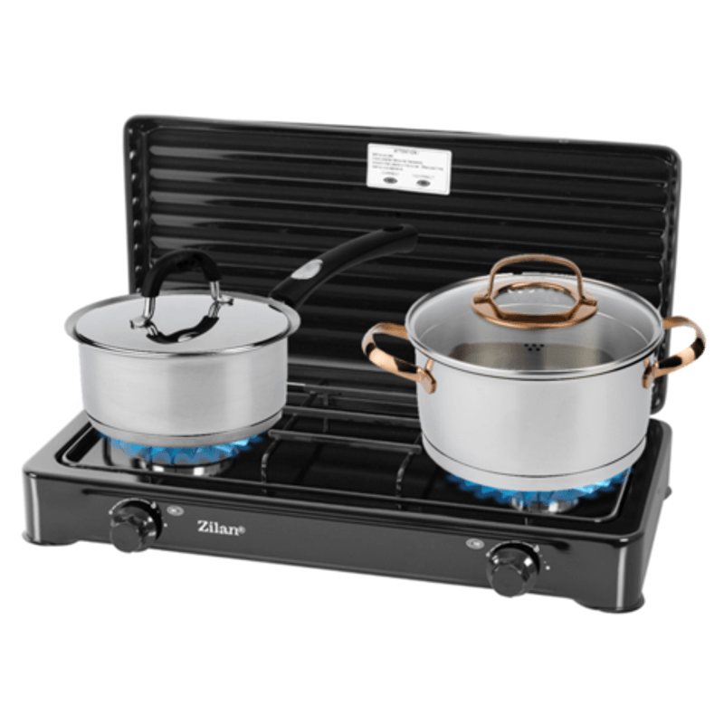Electronice si Electrocasnice - Aragazuri, cuptoare si hote - Aragazuri - Aragazuri pe gaz - Aragaz 2 ochiuri ZILAN ZLN-0025,culoare negru utilizare numai GPL butelie - Infinity.ro