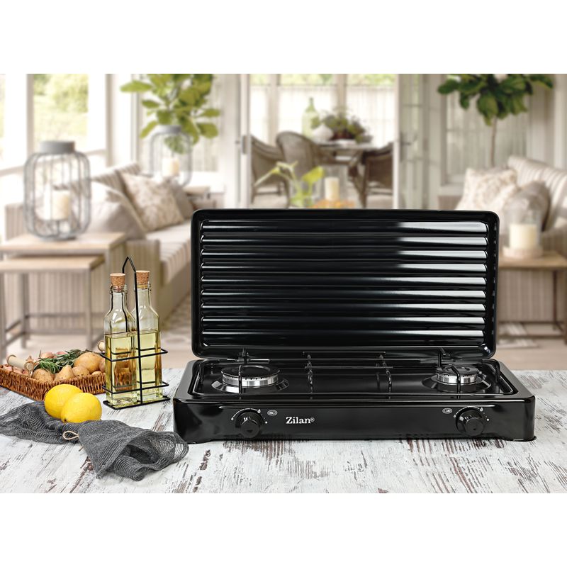 Electronice si Electrocasnice - Aragazuri, cuptoare si hote - Aragazuri - Aragazuri pe gaz - Aragaz 2 ochiuri ZILAN ZLN-0025,culoare negru utilizare numai GPL butelie - Infinity.ro