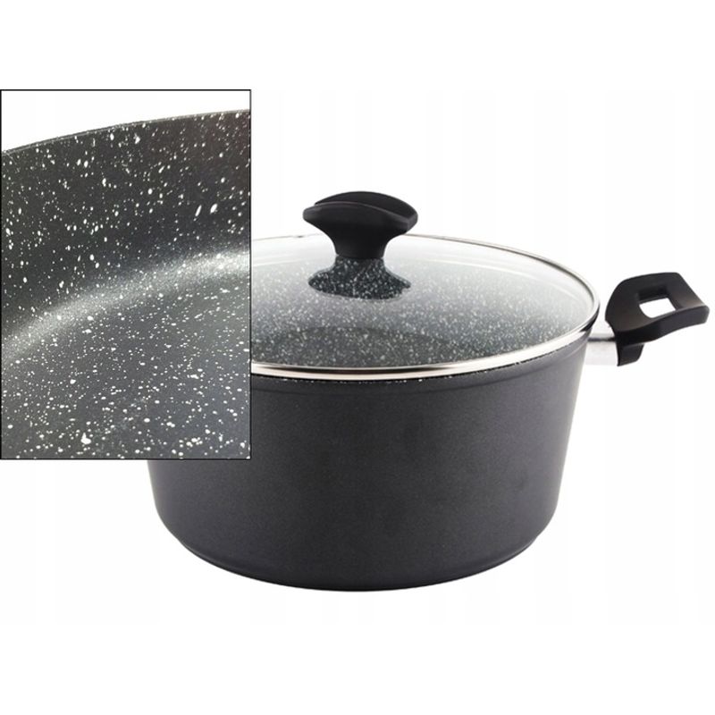 Casa si Gradina - Bucatarie si vesela - Vase pentru gatit - Oale si cratite - Oala cu capac sticla Zilan ZLN-3321, Diametru 24 cm, Inaltime 12 cm, Material aluminiu, Interior granit, Inductie - Infinity.ro