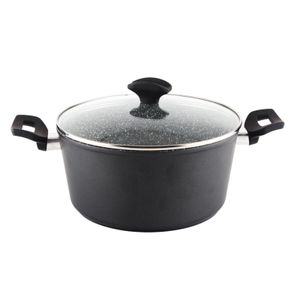 Oala cu capac sticla Zilan ZLN-3338, Diametru 28 cm, Inaltime 13 cm, Material aluminiu, Interior granit, Inductie