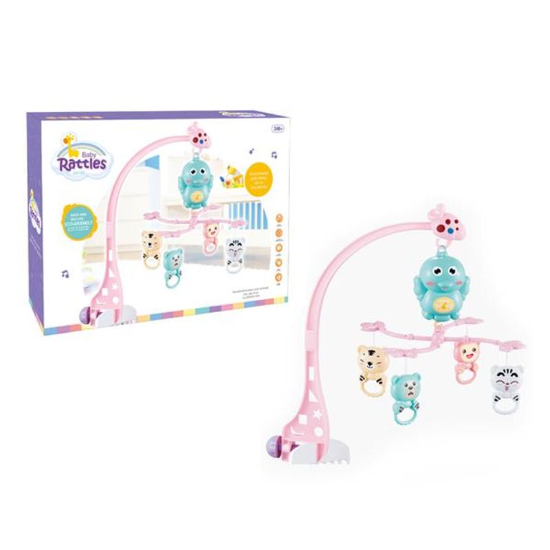 Jucarii, Copii si Bebe - Jucarii si jocuri - Jucarii bebelusi - Carusel patut - Carusel muzical pentru patut Jungle Roz - Infinity.ro