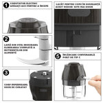 Electronice si Electrocasnice - Electrocasnice bucatarie - Mixere, tocatoare & roboti de bucatarie - Blendere si mini tocatoare - Tocator SMART portabil CYBERDUST, Coloana spoiler 3D, Otel, Incarcare USB-C, Curatare rapida, Rezistent la coroziune - Infinity.ro