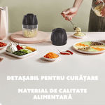 Electronice si Electrocasnice - Electrocasnice bucatarie - Mixere, tocatoare & roboti de bucatarie - Blendere si mini tocatoare - Tocator SMART portabil CYBERDUST, Coloana spoiler 3D, Otel, Incarcare USB-C, Curatare rapida, Rezistent la coroziune - Infinity.ro