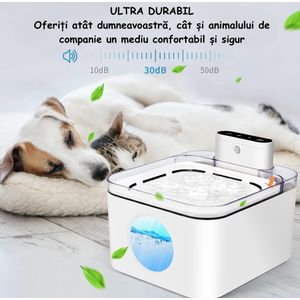 Dispenser automat de Apa pentru animale de companie, Avansat, pentru Pisici, Caini, Tehnologie de Inductie, Alb