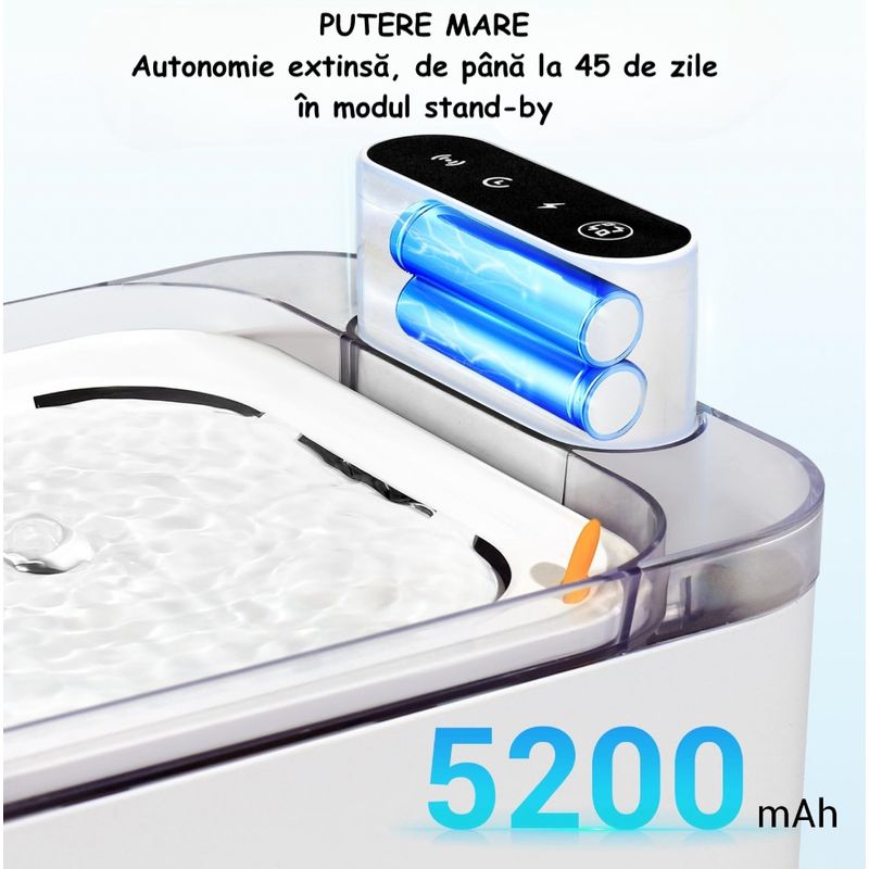 Petshop - Accesorii petshop - Castroane si adapatori - Dispenser automat de Apa pentru animale de companie, Avansat, pentru Pisici, Caini, Tehnologie de Inductie, Alb - Infinity.ro