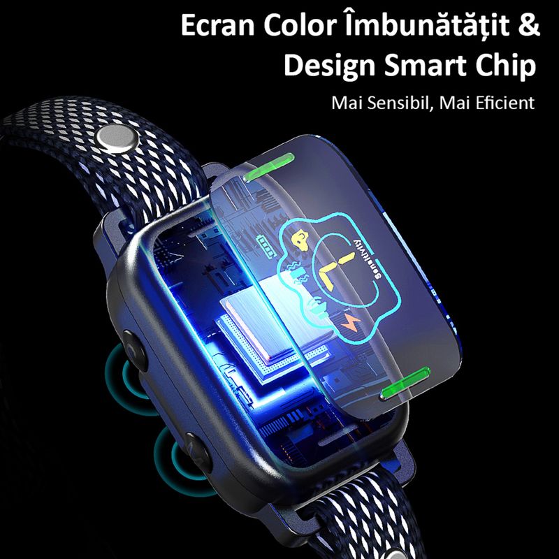 Petshop - Accesorii petshop - Zgarzi, lese si hamuri - Zgarzi - Zgarda Antilatrat Electrica Profesionala ENZIRO™, Display, 5 Moduri de lucru, 7 Nivele, Rezistenta la Apa, Praf,  Negru - Infinity.ro