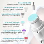 Jucarii, Copii si Bebe - Igiena si ingrijire - Accesorii ingrijire copii - Alte accesorii - Pila de Unghii Profesionala pentru Bebelusi ENZIRO™, Electrica, cu Unghiera, 6 Capete Incluse, Lumina LED, USB, Alba - Infinity.ro